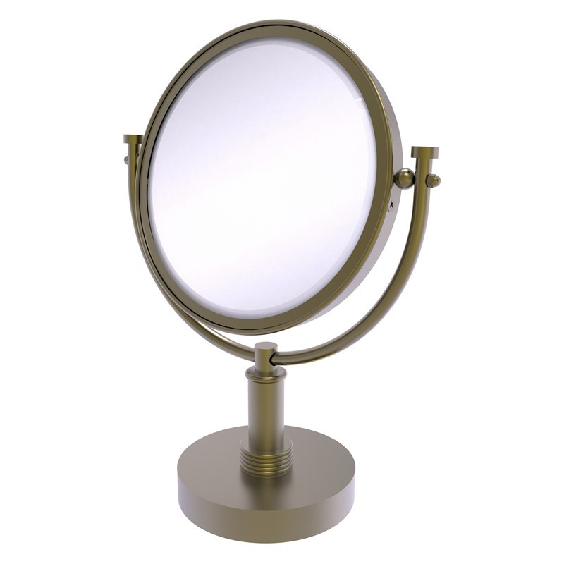 ALLIED BRASS DM-4G/2X 8 INCH VANITY TOP MAKE-UP MIRROR 2X MAGNIFICATION WITH GROOVED ACCENTS