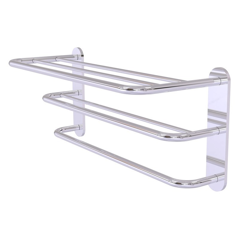 ALLIED BRASS HTL-3 24 3/4 INCH THREE TIER HOTEL STYLE TOWEL SHELF WITH DRYING RACK