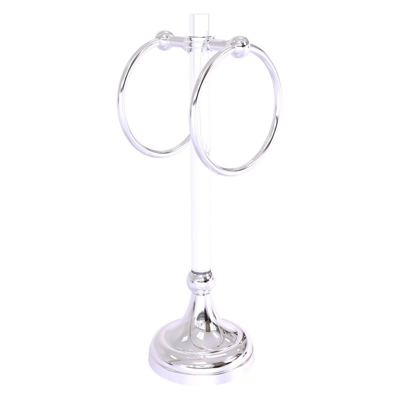 ALLIED BRASS PG-TRSD-10 PACIFIC GROVE 5 3/4 INCH 2 RING VANITY TOP GUEST TOWEL RING WITH DOTTED ACCENTS