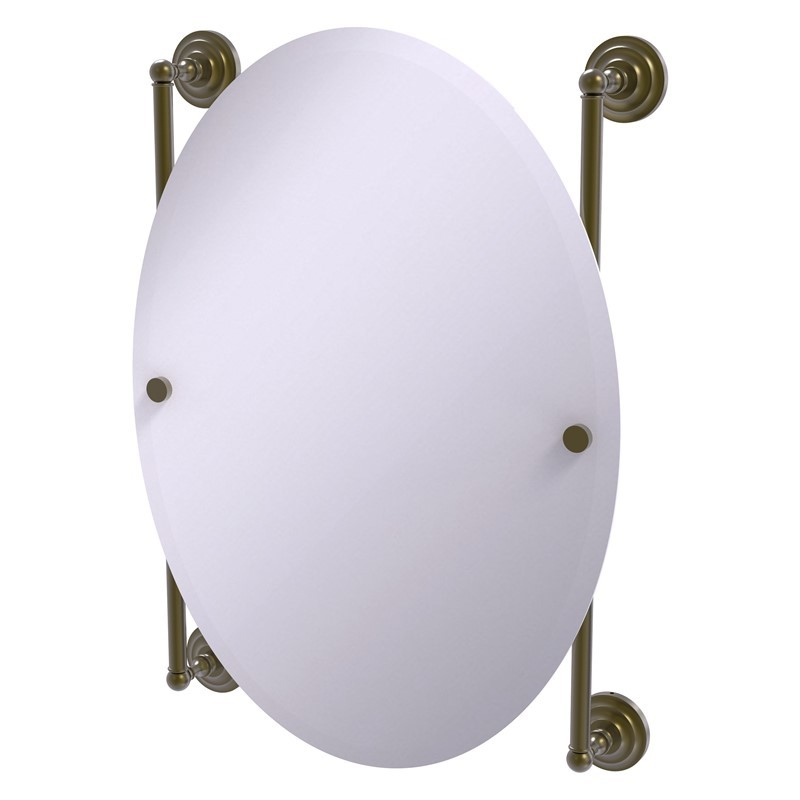 ALLIED BRASS QN-27-91 QUE NEW 21 INCH OVAL FRAMELESS RAIL MOUNTED MIRROR