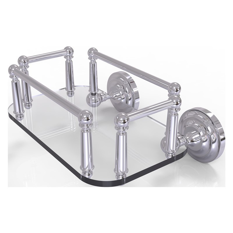 ALLIED BRASS QN-GT-5 QUE NEW 10 1/4 INCH WALL MOUNTED GLASS GUEST TOWEL TRAY