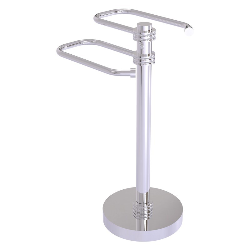 ALLIED BRASS TS-15D 8 1/2 INCH FREE STANDING TWO ARM GUEST TOWEL HOLDER WITH DOTTED ACCENTS