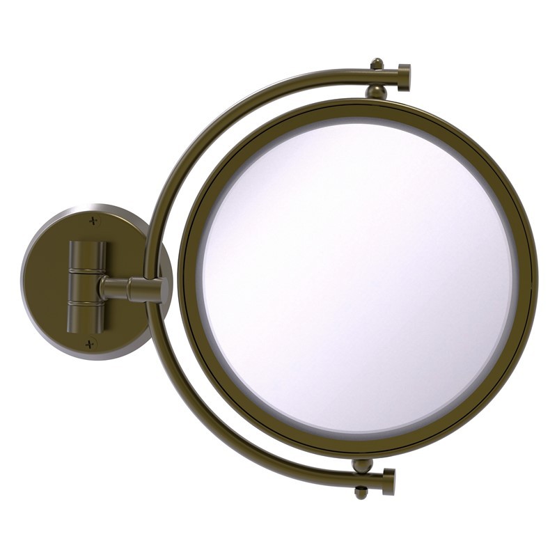 ALLIED BRASS WM-4/2X 8 INCH WALL MOUNTED MAKE-UP MIRROR 2X MAGNIFICATION
