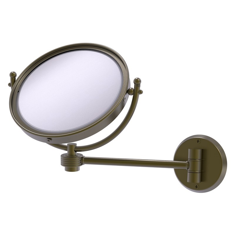 ALLIED BRASS WM-5G/4X 11 INCH WALL MOUNTED MAKE-UP MIRROR 4X MAGNIFICATION WITH GROOVED ACCENTS
