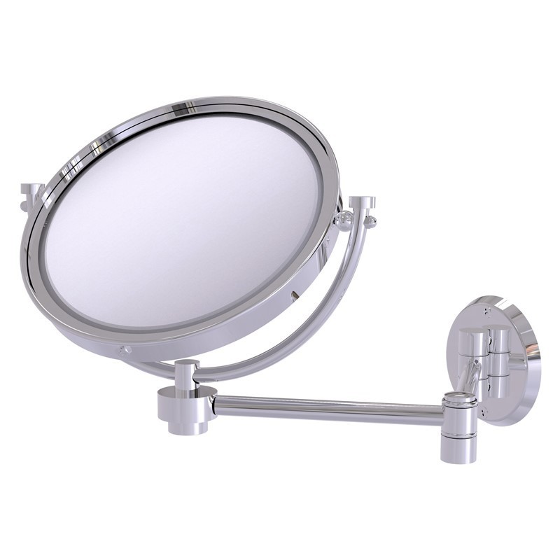 ALLIED BRASS WM-6/4X 8 INCH WALL MOUNTED EXTENDING MAKE-UP MIRROR 4X MAGNIFICATION