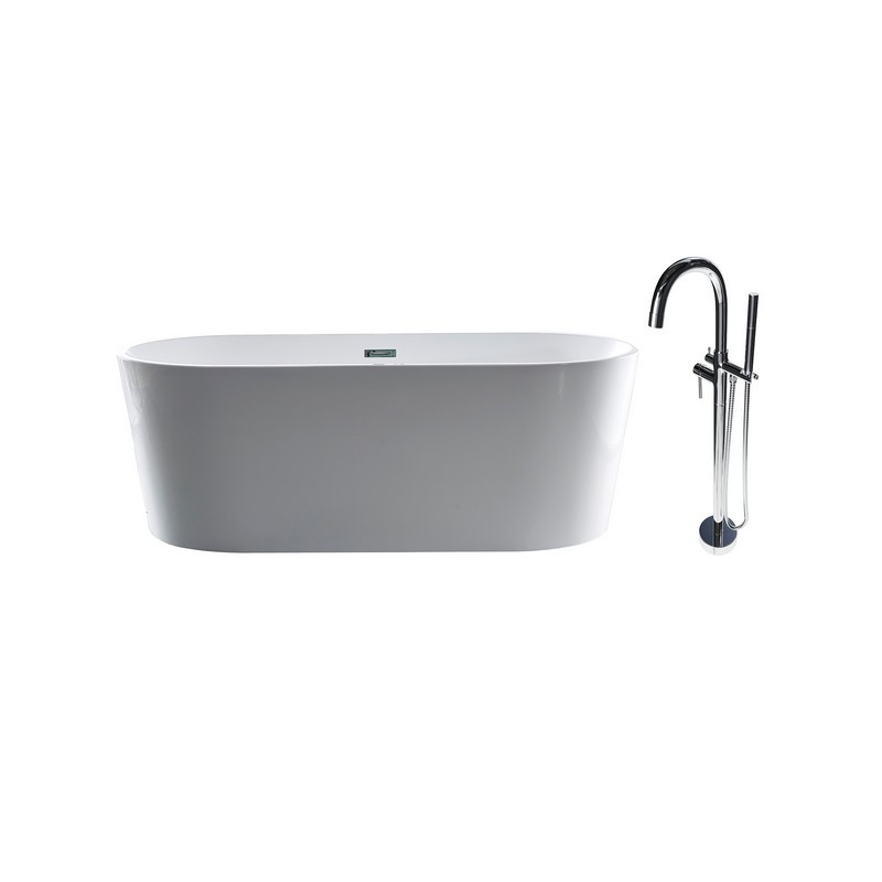 CASTELLO USA CB-03-59 SCARLETT 58 7/8 INCH FREESTANDING TUB WITH SMALL CHROME DRAINER AND OVERFLOW