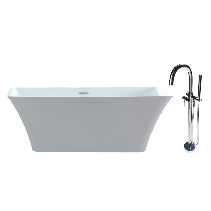 CASTELLO USA CB-43-59 BLAIRE 58 7/8 INCH FREESTANDING TUB WITH DRAINER AND OVERFLOW