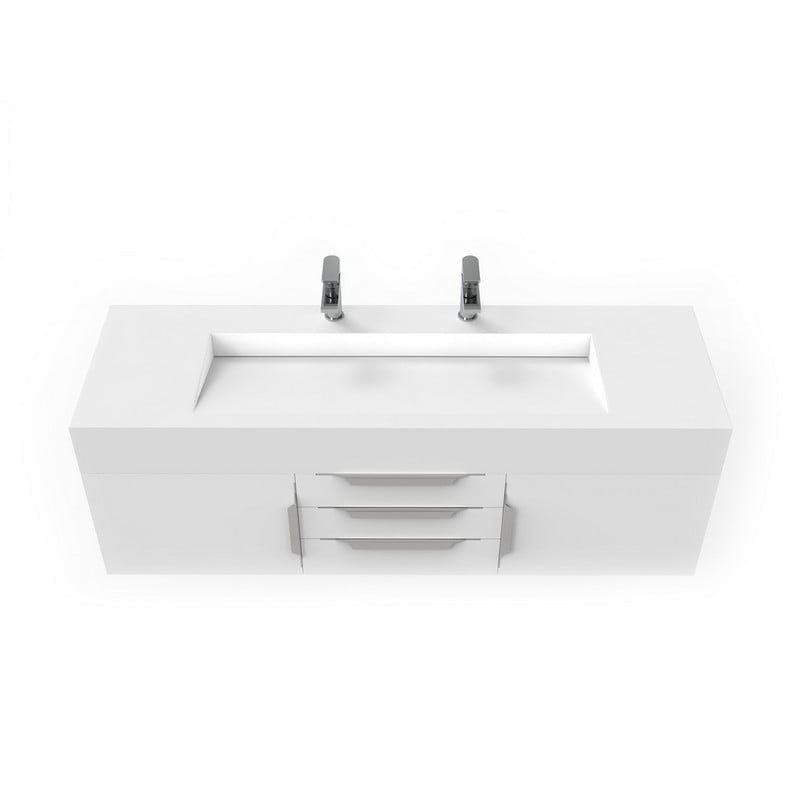 CASTELLO USA CB-NILE-60W-SET NILE 59 1/2 INCH WHITE VANITY SET WITH TOP