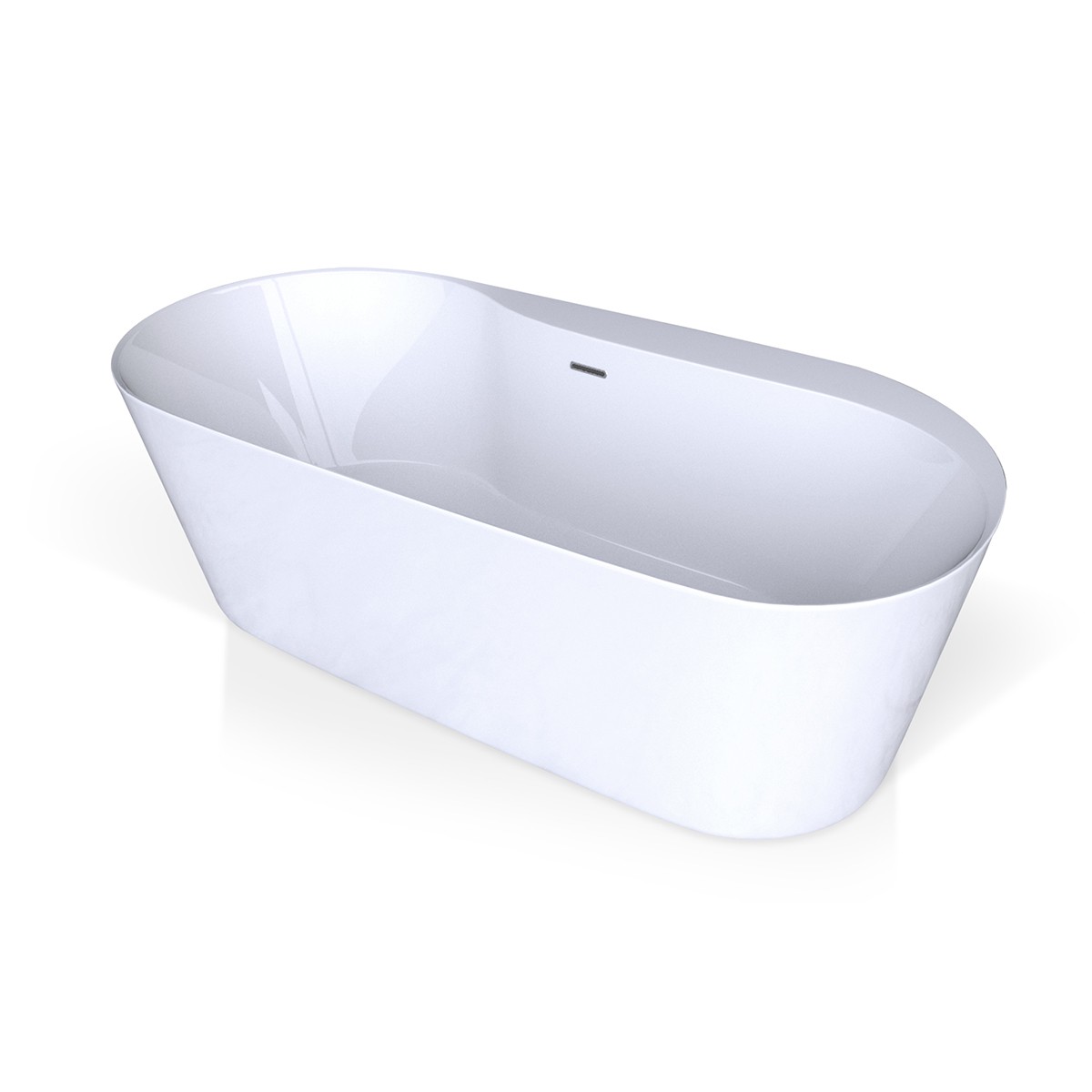 VALLEY ACRYLIC LAVISH VA1082WHT AFFORDABLE LUXURY 70 INCH CONTEMPORARY OVAL WITH DECK FREESTANDING ACRYLIC INSULATED BATHTUB - WHITE