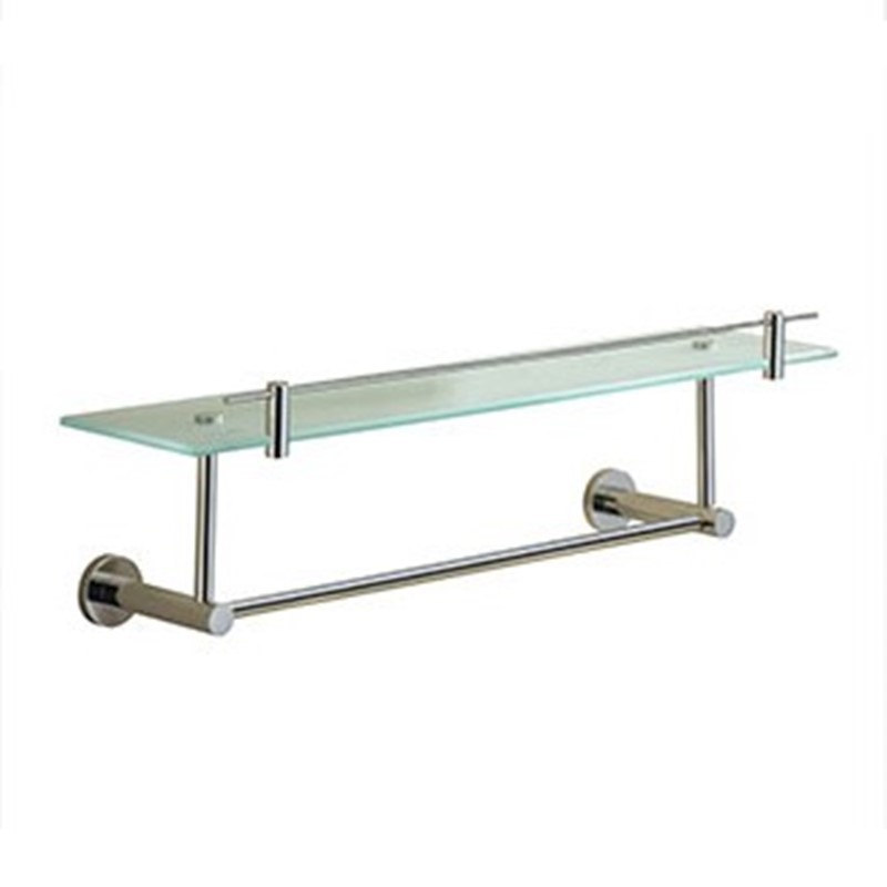 VALSAN 675861 PORTO 23 5/8 INCH CONTEMPORARY FINISH GLASS SHELF WITH GALLERY AND UNDER RAIL