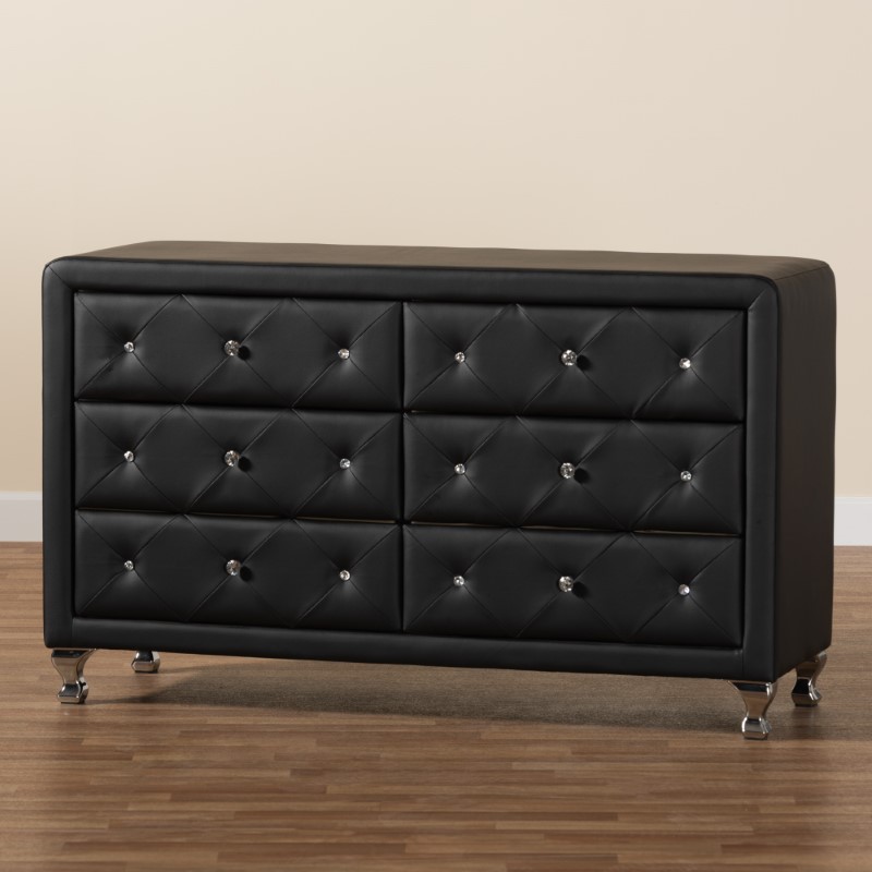BAXTON STUDIO BBT2030 LUMINESCENCE 52 3/4 INCH FAUX LEATHER UPHOLSTERED DRESSER