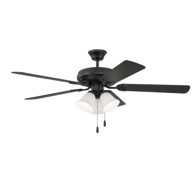 CRAFTMADE DCF52FB5C3W52 INCH 3 LIGHTS LED TRI-MOUNT CEILING FAN WITH BLADES INCLUDED - FLAT BLACK