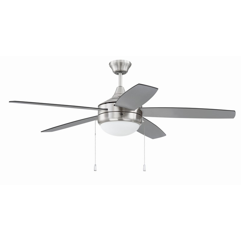 CRAFTMADE EPHA52BNK5-BNGW PHAZE 52 INCH 2 LIGHTS DUAL MOUNT CEILING FAN WITH BLADES - BRUSHED POLISHED NICKEL