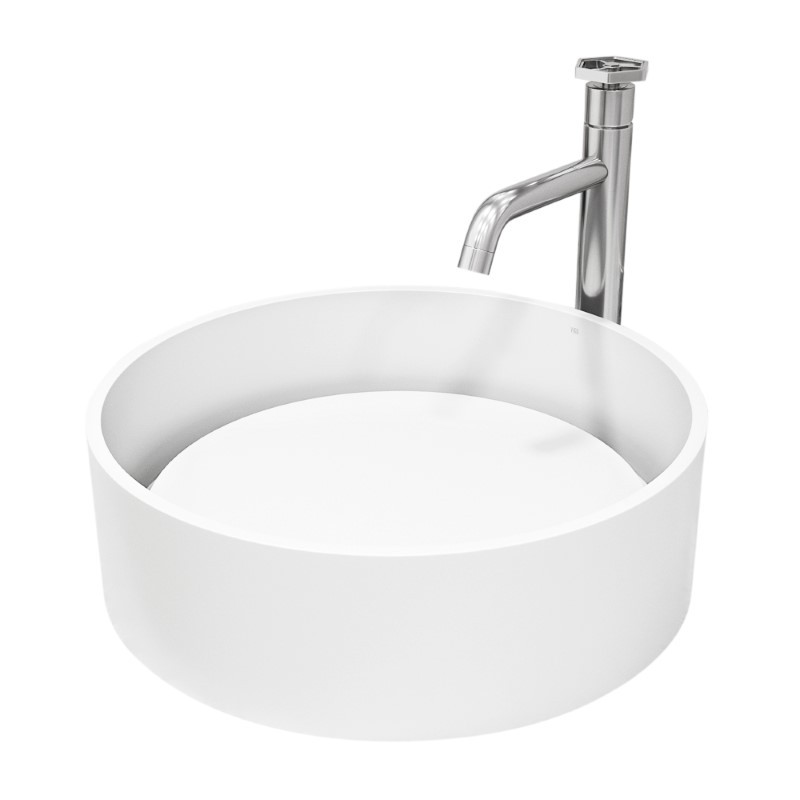 VIGO VGT2058 ANVIL MATTE STONE VESSEL BATHROOM SINK WITH GRANT BATHROOM FAUCET AND POP-UP DRAIN IN CHROME