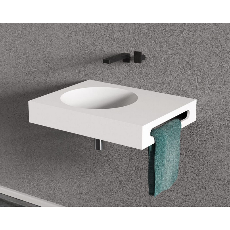 IDEAVIT PS IDV 280285 NEXT 24 INCH WALL MOUNTED BATHROOM SINKS WITH TOWEL BAR - MATTE WHITE