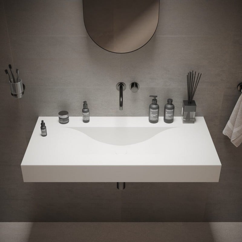 IDEAVIT PS IDV 290273 VOLO 39 3/8 INCH WALL MOUNTED BATHROOM SINKS - MATTE WHITE