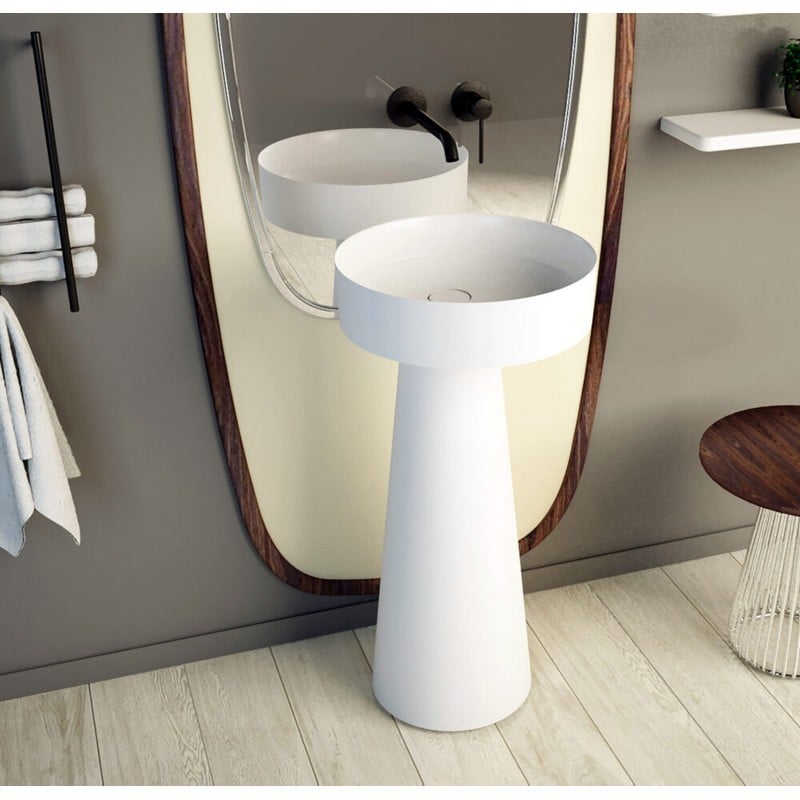 IDEAVIT PS IDV 290286 FLOAT 16 INCH PEDESTAL BATHROOM SINK - MATTE WHITE