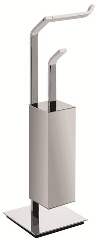 VALSAN PS603 SENSIS 9 1/2 INCH CONTEMPORARY FREESTANDING TOILET BRUSH WITH SPARE ROLL HOLDER