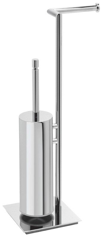 VALSAN PX603 AXIS 9 7/8 INCH CONTEMPORARY FREESTANDING TOILET BRUSH WITH SPARE ROLL HOLDER