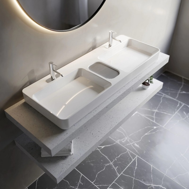 CHEVIOT 1311-WH INFINITY 43 1/4 INCH DOUBLE VESSEL BATHROOM SINK