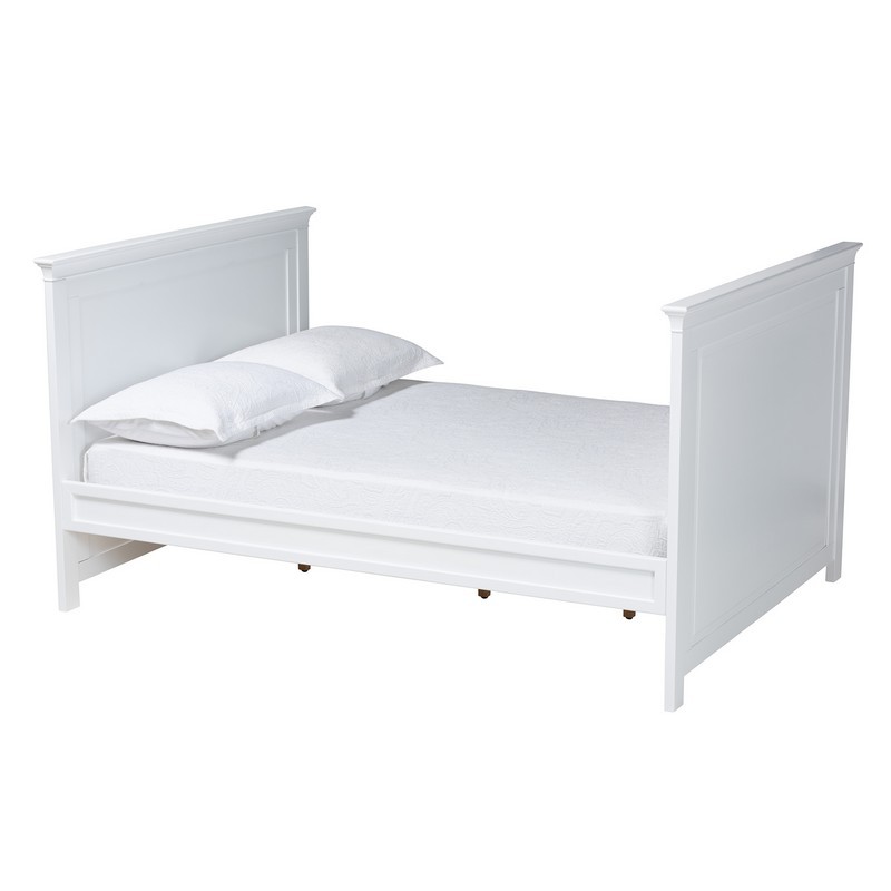 BAXTON STUDIO CERI-WHITE-DAYBED-TWIN CERI 78 5/8 INCH CLASSIC AND TRADITIONAL WHITE FINISHED WOOD TWIN SIZE DAYBED
