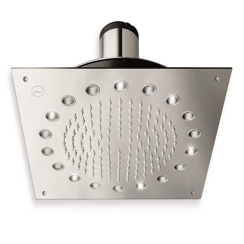 RAIN THERAPY PS CR-PD369 14 INCH SQUARE CEILING SURFACE MOUNTED RAIN SHOWER HEAD WITH CLEAR LED LIGHT - POLISHED CHROME