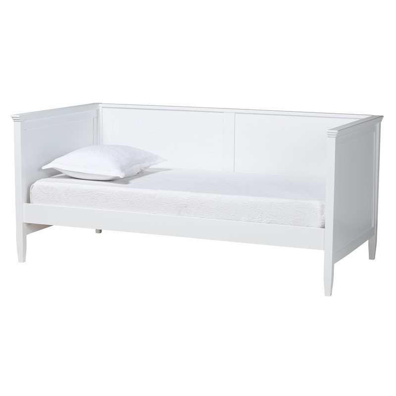 BAXTON STUDIO VIVA-WHITE-DAYBED-TWIN VIVA 79 1/2 INCH CLASSIC AND TRADITIONAL WHITE FINISHED WOOD TWIN SIZE DAYBED