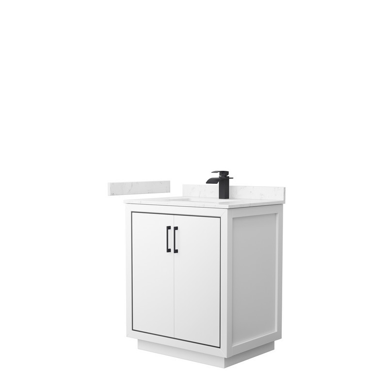 WYNDHAM COLLECTION WCF111130SWC2UNSMXX ICON 30 INCH SINGLE BATHROOM VANITY IN WHITE WITH CARRARA CULTURED MARBLE COUNTERTOP AND UNDERMOUNT SQUARE SINK