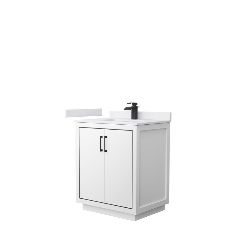 WYNDHAM COLLECTION WCF111130SWWCUNSMXX ICON 30 INCH SINGLE BATHROOM VANITY IN WHITE WITH WHITE CULTURED MARBLE COUNTERTOP AND UNDERMOUNT SQUARE SINK