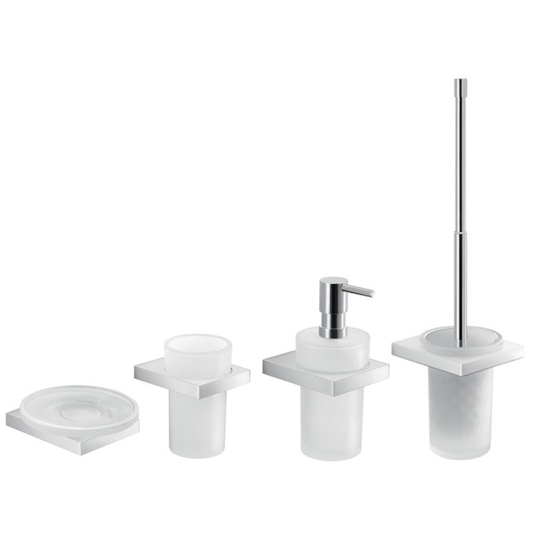 GEDY LZ100 LANZAROTE CHROME WALL MOUNTED BATHROOM ACCESSORY SET