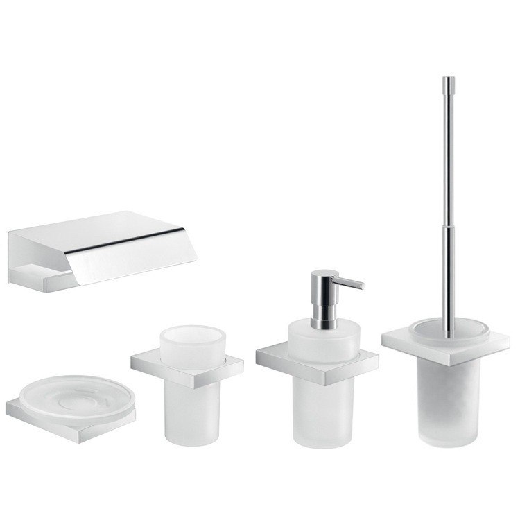 GEDY LZ1125 LANZAROTE WALL MOUNTED 5 PIECE CHROME ACCESSORY SET