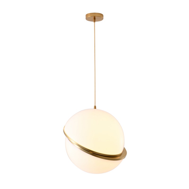 BETHEL INTERNATIONAL DLS81P9W 9 3/4 INCH TRANSITIONAL 1 LIGHT PENDANT LIGHTS - GOLD AND WHITE