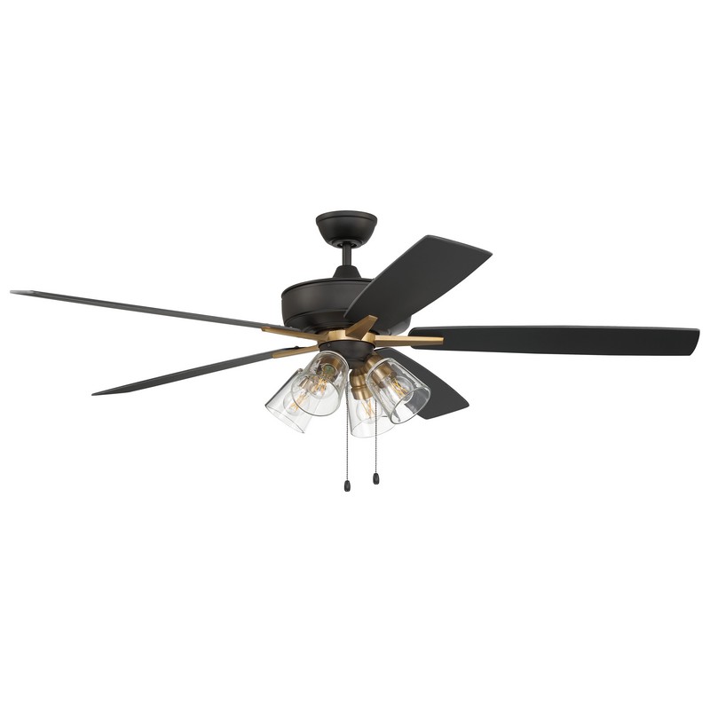 CRAFTMADE S1045-60WNFB SUPER PRO 60 INCH 4 LIGHTS LED DUAL MOUNT CEILING FAN WITH BLADES INCLUDED