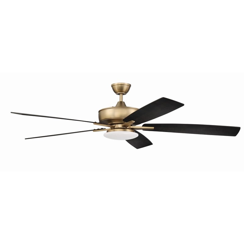 CRAFTMADE S112SB5-60BWNFB SUPER PRO 60 INCH 1 LIGHT DUAL MOUNT CEILING FAN WITH BLADES - SATIN BRASS