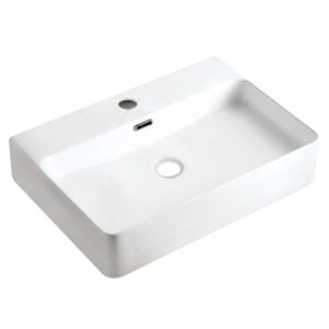 DAKOTA SINKS DSE-VCTM00 SIGNATURE ELEMENTS SERIES 23 5/8 INCH VITREOUS CHINA TOP MOUNT SINGLE BOWL RECTANGLE BATHROOM VESSEL SINK