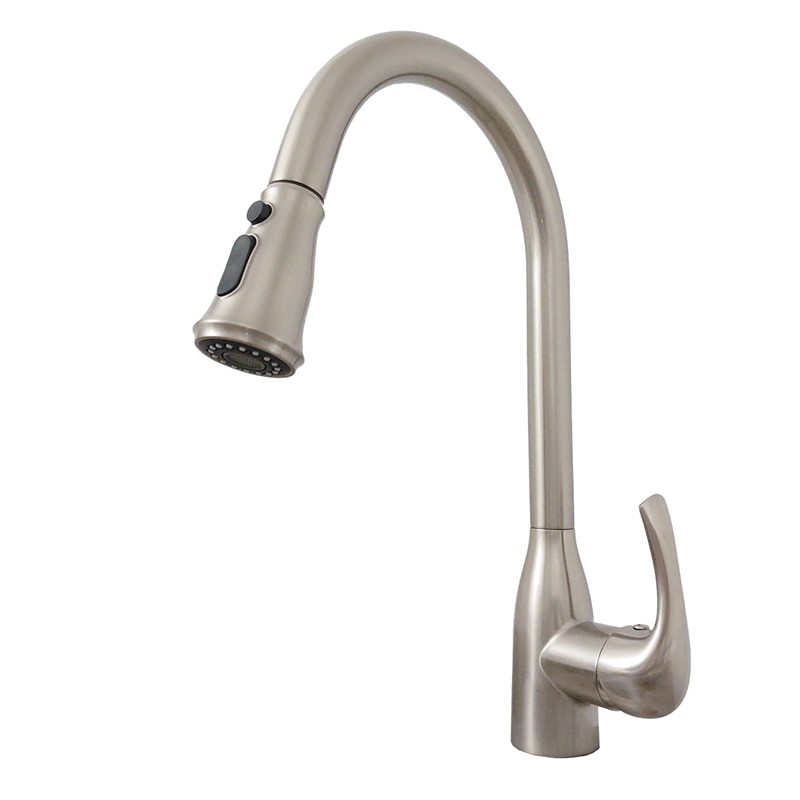 DAKOTA SINKS DSF-16KPO01 SIGNATURE 16 INCH SINGLE HOLE PULL-DOWN PRE-RINSE KITCHEN FAUCET WITH 2 FUNCTION SPRAY HEAD AND STAINLESS STEEL BRAIDED HOSE