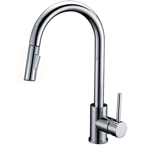 DAKOTA SINKS DSF-17KPO03 SIGNATURE 16 7/8 INCH SINGLE HOLE PULL-DOWN KITCHEN FAUCET WITH 2 FUNCTION SPRAY HEAD AND STAINLESS STEEL BRAIDED HOSE