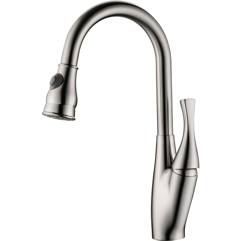 DAKOTA SINKS DSF-17KPO06 DAKOTA SIGNATURE 16 1/2 INCH SINGLE HOLE PULL-DOWN KITCHEN FAUCET WITH 2 FUNCTION SPRAY HEAD AND STAINLESS STEEL BRAIDED HOSE