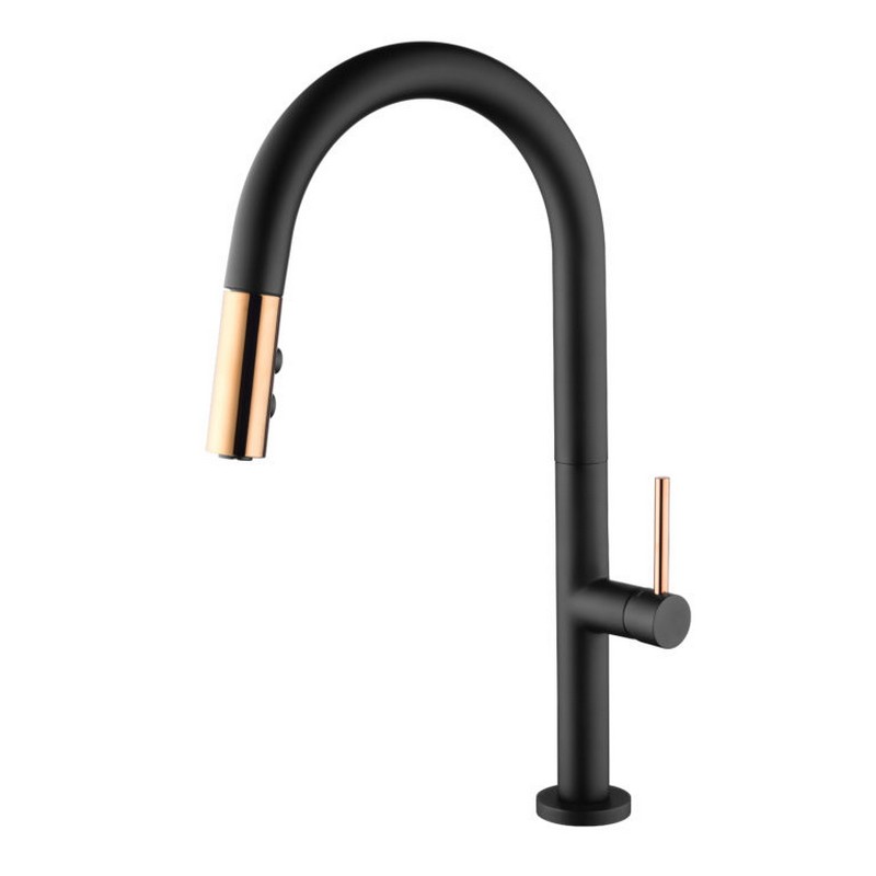 DAKOTA SINKS DSF-18KPO02 SIGNATURE 17 1/2 INCH SINGLE HOLE PULL-DOWN KITCHEN FAUCET WITH 2 FUNCTION SPRAY HEAD AND STAINLESS STEEL BRAIDED HOSE