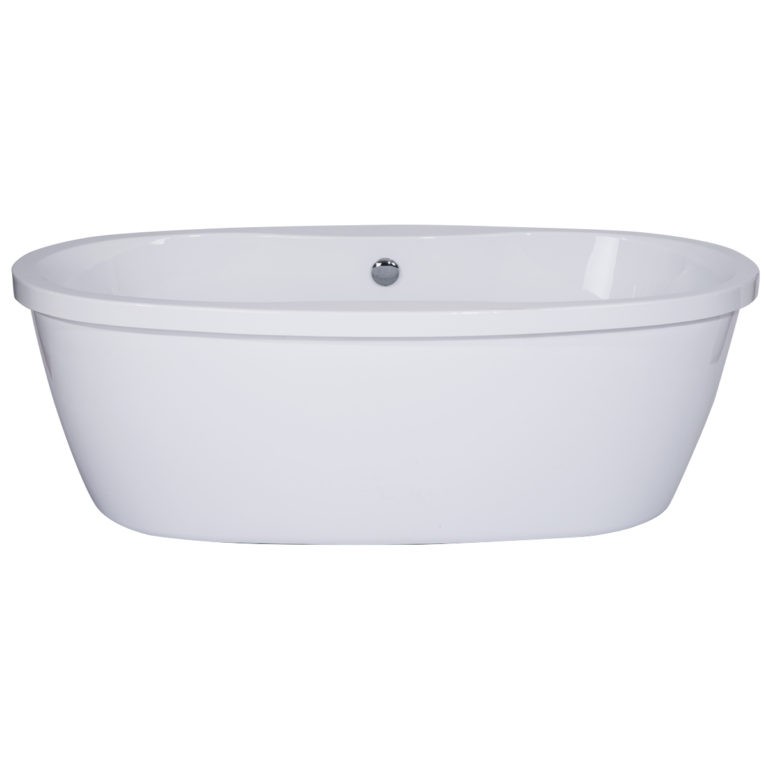 DAKOTA SINKS DST-FSOCB01W SIGNATURE 68 X 37 INCH FREE STANDING OVAL ACRYLIC SOAKING BATHTUB WITH DRAIN AND OVERFLOW ASSEMBLY - WHITE