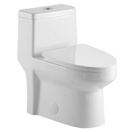 DAKOTA SINKS DSW-1EP18W SIGNATURE 27 3/4 ONE PIECE ELONGATED PUSH BUTTON DUAL FLUSH COMFORT HEIGHT TOILET WITH SOFT-CLOSE SEAT, WAX RING AND BOLTS - WHITE