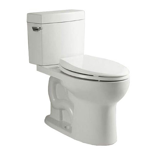 DAKOTA SINKS DSW-2EL28W SIGNATURE 28 INCH TWO PIECE ELONGATED SINGLE LEVER FLUSH TOILET WITH SOFT-CLOSE SEAT, WAX RING AND BOLTS - WHITE