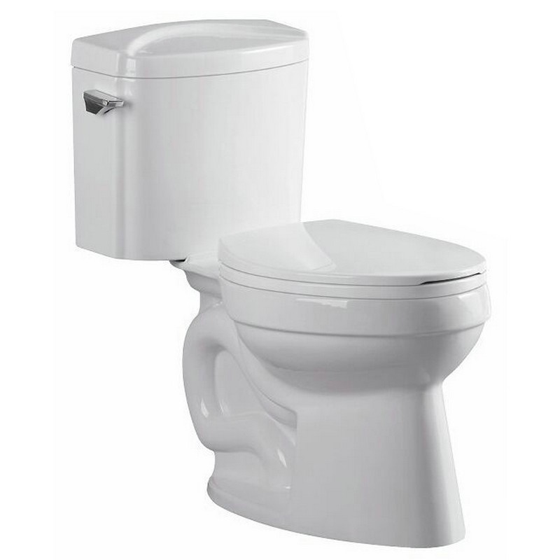 DAKOTA SINKS DSW-2EL29W SIGNATURE 29 INCH TWO PIECE ELONGATED SINGLE LEVER FLUSH TOILET WITH SOFT CLOSE SEAT, WAX RING AND BOLTS - WHITE