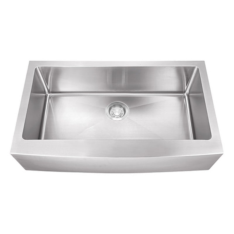 DAKOTA SINKS GSM-A3620 BUILDERS GENESIS 36 INCH STAINLESS STEEL SINGLE BOWL UNDERMOUNT APRON FRONT MICRO RADIUS KITCHEN SINK - BRUSHED NICKEL