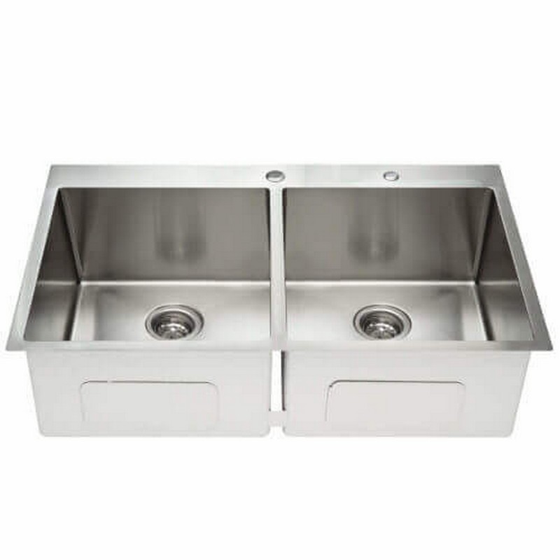 FINE FIXTURES S707S2 36 INCH DROP-IN DOUBLE BOWL 18 GAUGE STAINLESS STEEL KITCHEN SINK - STAINLESS STEEL