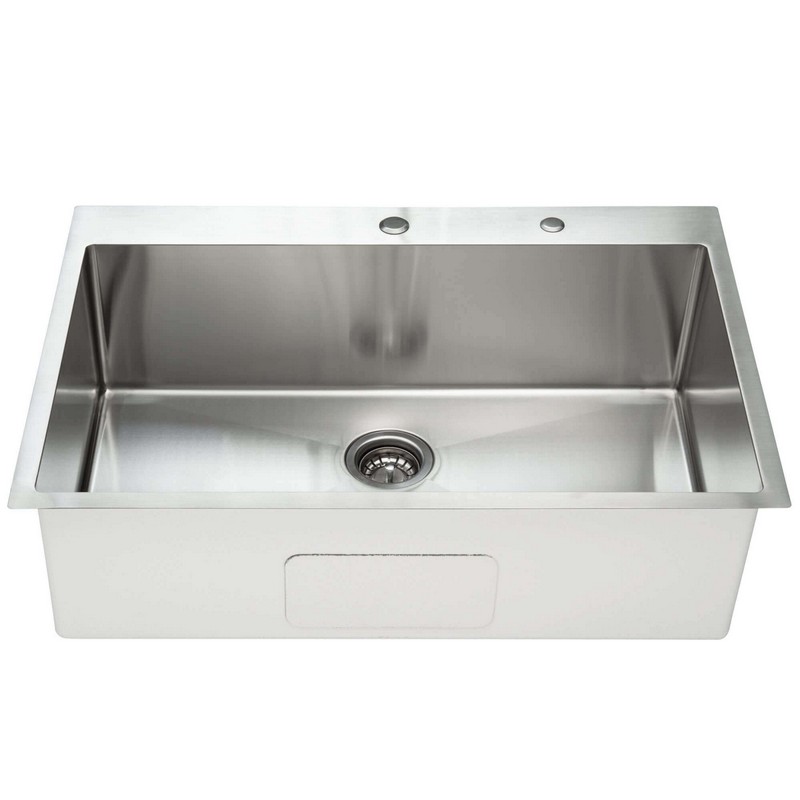 FINE FIXTURES S753S2 33 INCH DROP-IN SINGLE BOWL 18 GAUGE STAINLESS STEEL KITCHEN SINK - STAINLESS STEEL