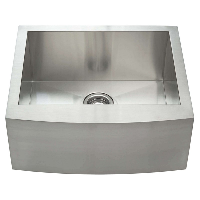 FINE FIXTURES S804 24 INCH APRON FRONT SINGLE BOWL 16 GAUGE STAINLESS STEEL KITCHEN SINK - STAINLESS STEEL