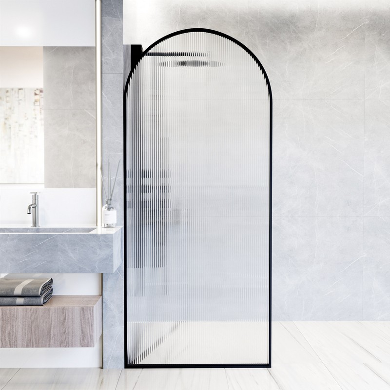 VIGO VG6078MBFL3478 ARDEN 34 INCH X 78 INCH FIXED FRAME SHOWER SCREEN WITH FLUTED GLASS