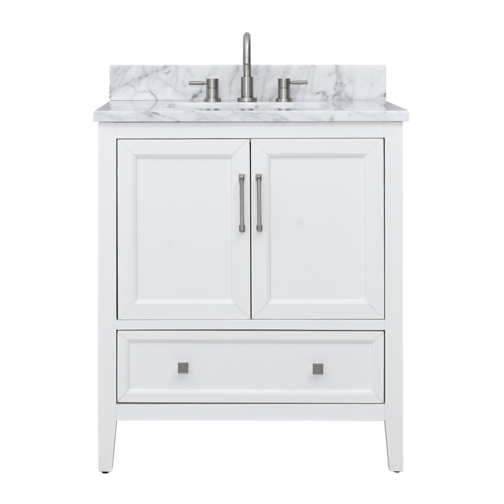 AVANITY EVERETTE-VS31-WT-C EVERETTE 31  INCH  VANITY COMBO IN WHITE AND CARRARA MARBLE TOP IN WHITE