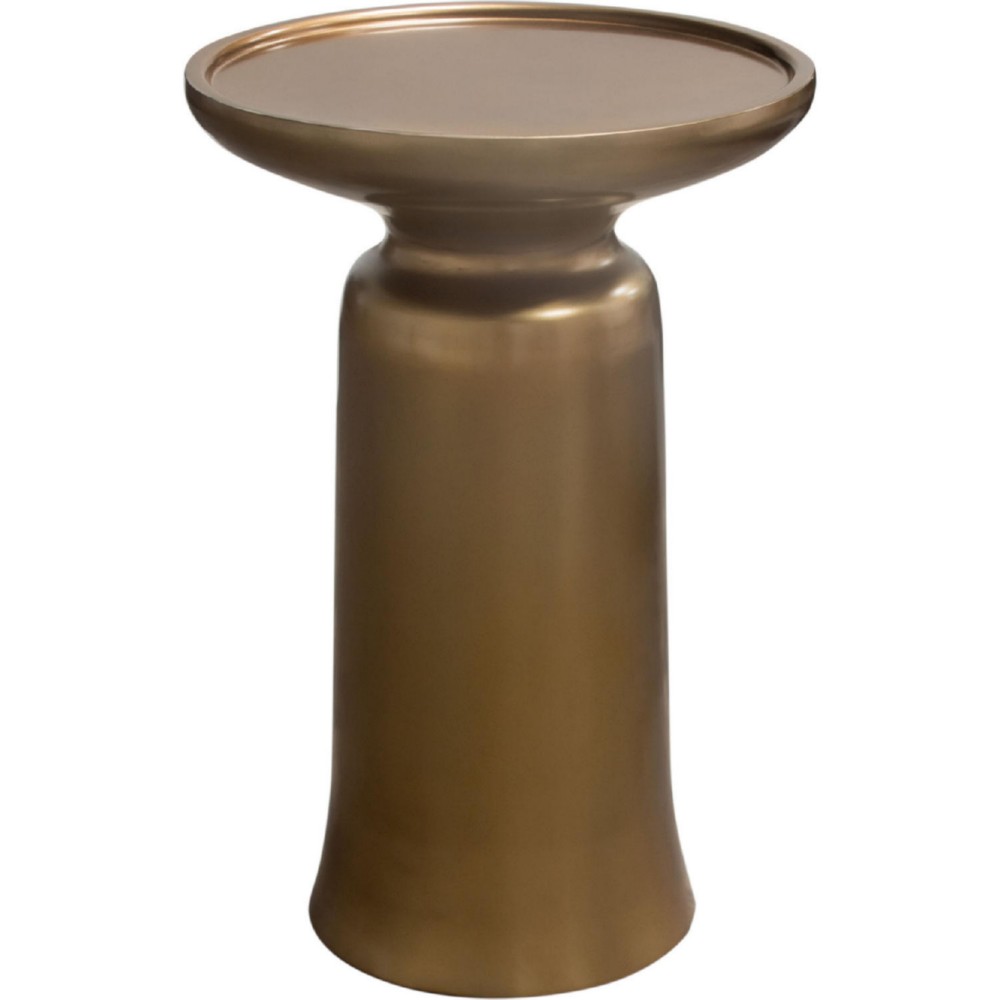 DIAMOND SOFA MESAATGD MESA 15 INCH ROUND PEDESTAL ACCENT TABLE WITH CASTED ALUMINUM BASE IN GOLD FINISH